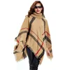 11 november Plus Size dames geruit vest coltrui Cape vleermuismouw gebreide poncho trui 231228