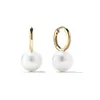 Boucles d'oreilles pendantes Aide en argent Sterling 925, jolie perle d'imitation de sphère ronde de 8mm pour femmes, minimaliste, cerceau lisse de 9mm polyvalent