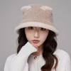 Beanie Skull Caps Simpatiche orecchie di gatto (pane a forma di cataar al vapore) Cappello di peluche per donna Autunno e inverno Pescatore caldo con viso piccolo Testa grande