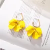 Hoop Earrings Simple Unique Fashion Acrylic Petals Flower Rose Red Dangle For Women 2023 Trend Wedding Party Jewelry Accessories