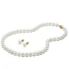 Charmante 7-8 mm Zuidzee witte parelketting 18 inch 14k gouden sluiting oorbellen319V