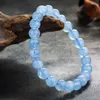 Strand Natural Aquamarines Armband Single Circle Crystal Jewelry Charm 4-12mm pärlor Romantisk avslappnad yoga