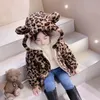Winter Girls Warm Thick Jackets Fur Hooded Leopard Print Kids Cute Parkas Girl Outdoor Coats Baby Girl Zipper Overcoat 2-10Years 231228