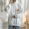 Med hoodies hoodies män söt nallebjörn fickficka lapptäcke high street förtjockar par huva tröjor plus storlek s-3xl japan stil 231229