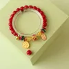 Braccialetti con ciondoli Bracciale in perline di corallo sezione anno in stile cinese per donna 8 mm Animale porta fortuna regalo di elasticità