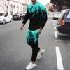 Tute da uomo Set di camicie sportive con stampa 3D Pantaloni a colori Girocollo Abbigliamento sportivo