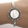 Charm Bracelets Flower English Alphabet Beautiful Pattern Lace Bracelet Glass Dome For Children Gifts Decoration Jewelry FHW105