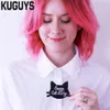 KUGUYS Trendy Schmuck Brief Crazy Cat Lady Halskette für Frauen Mode Acryl Schwarz Kätzchen Große Anhänger Halskette Pullover Chain2815