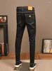 Мужские джинсы, зимние черные бархатные классические брюки в стиле ретро, простые высокоэластичные облегающие брюки, корейские модные повседневные брюки