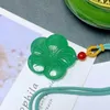 Pendant Necklaces Natural Green Jade Flower With Rope Chain Charms Necklace Women Fine Jewelry Aventurine Jades Plum Blossom Lucky Amulet