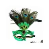 Party Masks Christmas Peacock Mask Lady Halloween Masquerade Half Face With Birthday Supplies GC2468 Drop Delivery Home Garden Festiv DHFMM