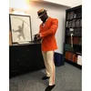 Men's Suits Fashion Orange Men 2 Pieces(Jacket Pant) Casual Beach Marriage Tuxedo Blazer For Wedding Prom Party