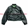 Men's Jackets Dark Green ERD Batik Leather Zipper Jacket Men Women 1:1 Coat