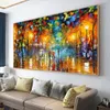 Arthyx-Dipinto a mano Notte Pittura a olio spessa su tela Wall Art Astratta moderna Immagine di paesaggio per soggiorno Decorazione domestica 231228