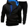 Moda Carta Impresso Mens Treino Zipper Hoodie Ternos Duas Peças Set Jogging Suit Sports Wear 231229