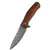 Coltello da esterno Manico in legno Lama in acciaio di Damasco VG-10 Coltello da tasca per autodifesa da caccia multifunzionale EDC