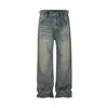 Jeans pour hommes Harajuku Streetwear Washed Dirty Baggy Blue pour hommes et femmes droites Vintage Casual Denim Pantalon Ropa Hombre Cargos