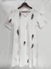 Casual Dresses Fashion Feather Print Short Sleeve Mini Dress Women 2024 Summer Loose White Home For Robe Femme