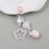 Keychains Five-pointed Star Bell Pendant Keychain Elegant Pink Pearl Key Ring Jewelry Gift For Women Girl Bag Car Hanging Chain