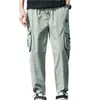 Men's Pants Streetwear Men Cargo Loose Type Elastic Waist Hip Hop Ankle-banded Drawstring Jogger Daily Clothes