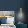 Lampes suspendues minimaliste cylindrique LED lustres cuivre fer cristal clair chambre cuisine lampe à main goutte d'or E27 ampoule