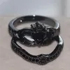 Vecalon New Female Black Birtstone Claddagh Ring