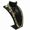 Mäns halsband 14K Guldfinish Figaro Link Chain Thick Hip Hop 24 12mm316t