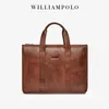 Bortkolor Williampolo Men Portfölj påsar Business Leather Bag Multifunktionella axel Messenger Väskor Arbeta handväska 14 tum bärbarväska