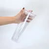 Oz dubbelwandige sneeuwbol acryl bekers plat deksel rietje doorzichtige plastic drinkbeker met gat om glitter te vullen
