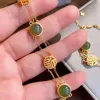 Original 14k gul guld Hetian Jade Antique Armband Creative All-Match Auspicious Fu Character Female Temperamental Brace