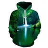 Herrtröja tröja våren naturlig lila grön hoodie 3d tryck mode utomhus träd tröja tröja