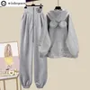 Spring and Autumn Women's Set Hooded Cardigan Top Casual Harun Pants Age Reducing Elegant Women's Two Piece Set 231228