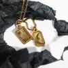 Hänge halsband vintage rostfritt stål kvinnliga smycken graverade solmånen platta 18k guld för goth mäns kedjor 2023