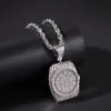 Collier avec pendentif à cadran Fashion-r pour hommes, style Hip Hop, bijoux, nouvelle montre à la mode, pendentif avec chaîne cubaine en or, 256k