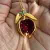 Ensemble collier et boucles d'oreilles, pendentif en forme de Fruit et de grenade rouge, goutte d'eau pour anniversaire d'un ami