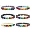 Nouveau Bracelet 7 Chakra pour hommes, lave noire, perles d'équilibre de guérison, Reiki, prière de bouddha, pierre naturelle, Yoga, 2687119