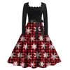 Casual Dresses Christmas Dress Women Winter Long Sleeve Square Neck Elegant Vintage Tree Print Xmas Party Outfits Black Swing