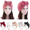 Ethnische Kleidung Frauen Muslim Hijab Bonnet Stretch Chemo Cap Krebs Hut Schleife Haarausfall Abdeckung Kopftuch Wrap Beanies Turbante Mujer