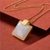 Ny Lucky Pendant Necklace Pendant Natural Hetian Jade Gray Jade White Jade 14k Yellow Gold Inlaid Ancient Gold Craft Chain