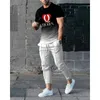 T-shirt voor heren Broek Trainingspak Streep 3D-print T-shirts Broekensets 2-delig Mode Straat Heren Oversized pakken Sportkleding 231228