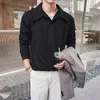 Polo da uomo 2023 Casual Jacquard Polo a maniche lunghe Polo leggero di lusso in tinta unita Texture risvolto T-shirt per il tempo libero Autunno coreano M-3XL