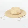 Basker lyxdesigner märke stora strandhattar för kvinnor mode skal rem sun hatt damer sombrero halm elegant bred randen mössa