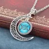 Zilveren ketting drievoudige maan godin hanger zwarte wiccan sieraden maan godin ketting glazen koepel pentagram choker kettingen dames218j