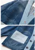 Men's Jackets Japanese Retro Blue Stripe Stitched Washed Jeans Daopao Jacket Single Breasted Loose Long Sleeve Cotton Coat