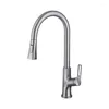 Kitchen Faucets Soild Brass Sink & Cold Mixer Tap Pull Out Single Handle Deck 360 Degrees Rotating Gun Grey Chrome/Black