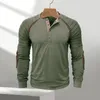 Men's T Shirts Men Top Patchwork Round Neck Long Sleeve Soft Pullover Pleated Mid Length Half Button Closure Thin Elastic Casual T-shirt