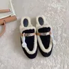 for woman slippers Couple style man Imported lamb wool on the shoe upperAnti slip TPU material on the sole Sizes 35-41 Simple and smooth design 002