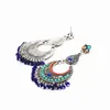 Женские серьги-подвески в стиле антикварного серебра в стиле бохо, разноцветные бусины в цыганском этническом стиле, винтажные серьги с кисточками, ювелирные изделия192k