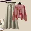 Ensemble deux pièces pour femmes, Style portant un pull ample et paresseux, demi-jupe tricotée Slim, chaude, automne et hiver 231228
