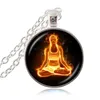 Chakra halsband Buddha hänge yogalog meditation halsband reiki helande smycken andligt uttalande halsband om symbol brons kedja 244w